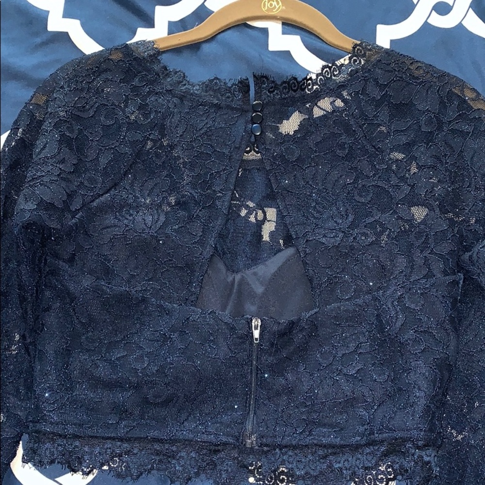 Juniors 2 Piece. Printed Lace Fit and Flare Dress